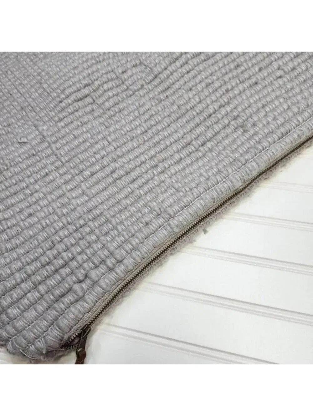 Pottery Barn 24x24 Textured Pillow Cover Gray Chunky Knit Cotton Euro Sham